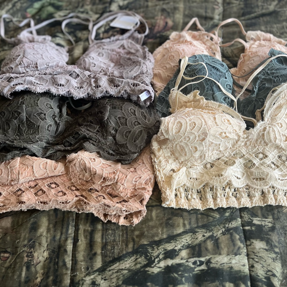 Lace Bralette Set - Cream, Pink, Green, Gray